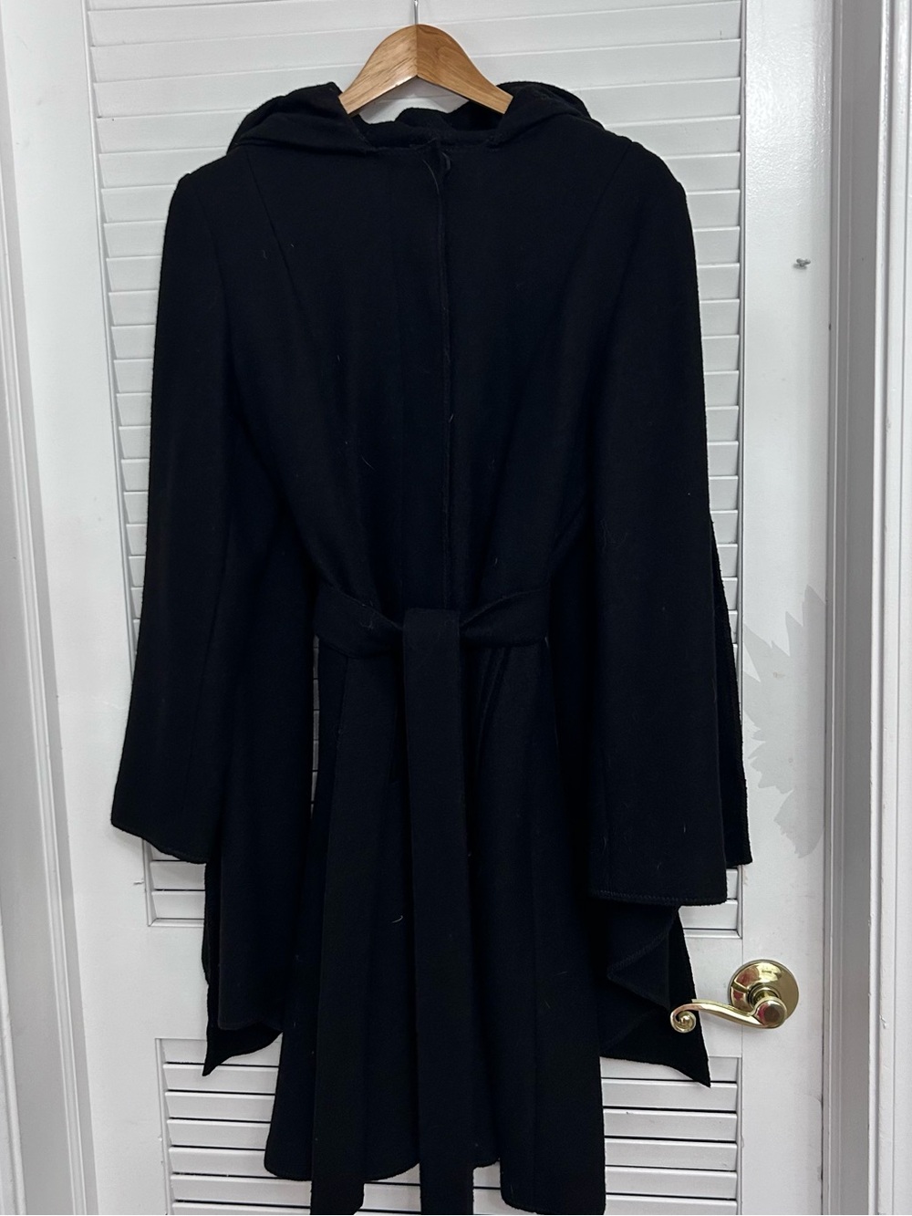 🖤MAKE OFFER🖤 Cole Haan Black Wool Attached Scarf Belted Winter Jacket Coat 8 - Picture 3 of 8